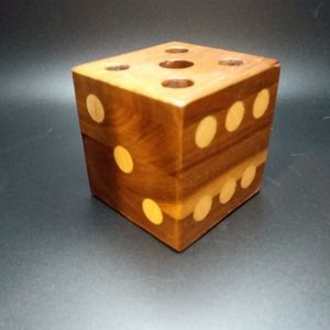Vintage Wooden Dice Pencil Holder